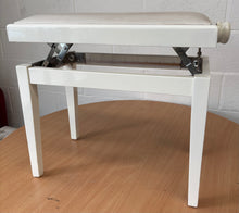 Load image into Gallery viewer, White Height Adjustable Piano Stool With White Leatherette Top