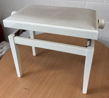 Load image into Gallery viewer, White Height Adjustable Piano Stool With White Leatherette Top
