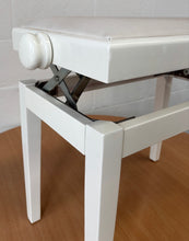 Load image into Gallery viewer, White Height Adjustable Piano Stool With White Leatherette Top