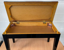 Load image into Gallery viewer, Black polished piano stool with leatherette top and storage