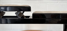 Load image into Gallery viewer, Black Polished Double Height Adjustable Piano Stool with Button Upholstered Top