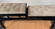 Load image into Gallery viewer, Black Polished Double Height Adjustable Piano Stool with Button Upholstered Top