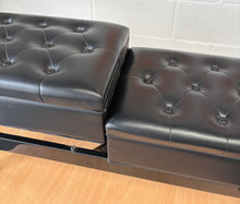 Load image into Gallery viewer, Black High Gloss Double Height Adjustable Piano Stool with Button Leather Top