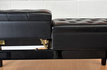 Load image into Gallery viewer, Black High Gloss Double Height Adjustable Piano Stool with Button Leather Top