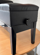 Load image into Gallery viewer, Black High Gloss Double Height Adjustable Piano Stool with Button Leather Top