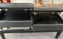 Load image into Gallery viewer, Black High Gloss Double Height Adjustable Piano Stool with Button Leather Top