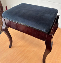 Load image into Gallery viewer, Antique Polished Mahogany Piano stool with storage