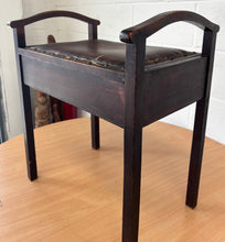 Load image into Gallery viewer, Antique Mahogany Piano stool with storage