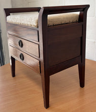 Load image into Gallery viewer, Mahogany piano stool with storage and drawers