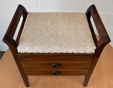 Load image into Gallery viewer, Mahogany piano stool with storage and drawers