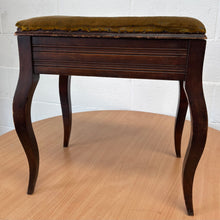 Load image into Gallery viewer, Mahogany piano stool with cabriole legs and storage