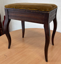 Load image into Gallery viewer, Mahogany piano stool with cabriole legs and storage