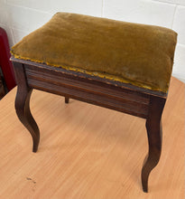 Load image into Gallery viewer, Mahogany piano stool with cabriole legs and storage
