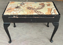 Load image into Gallery viewer, Antique Black Piano Stool with Cabriole Legs and Drawer