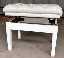 Load image into Gallery viewer, White Height Adjustable Concert Stool with button leather top