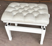Load image into Gallery viewer, White Height Adjustable Concert Stool with button leather top