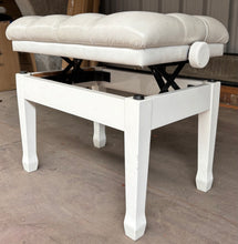 Load image into Gallery viewer, White Height Adjustable Concert Stool with button leather top
