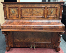 Load image into Gallery viewer, J Schiller Art Case Upright Piano in Burl Walnut