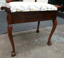 Load image into Gallery viewer, Antique Ball &amp; Claw Style Piano Stool in Mahogany Finish With Storage