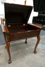 Load image into Gallery viewer, Antique Ball &amp; Claw Style Piano Stool in Mahogany Finish With Storage