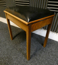 Load image into Gallery viewer, Teak Piano Stool With Storage and Black Leatherette Top