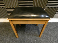 Load image into Gallery viewer, Teak Piano Stool With Storage and Black Leatherette Top