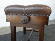 Load image into Gallery viewer, Premium Mahogany Height Adjustable Concert Piano stool With Chesterfield Style Brown Leatherette Top
