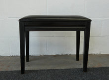 Load image into Gallery viewer, Mid Century Black Piano Stool with Storage and Black Leather Top