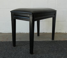 Load image into Gallery viewer, Mid Century Black Piano Stool with Storage and Black Leather Top