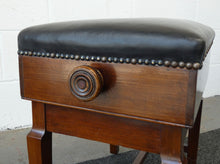 Load image into Gallery viewer, Mahogany Height Adjustable Concert Piano Bench with Black Leather Top