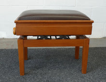 Load image into Gallery viewer, Mahogany Height Adjustable Concert Piano Bench with Brown Leather Top and storage
