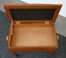 Load image into Gallery viewer, Mahogany Height Adjustable Concert Piano Bench with Brown Leather Top and storage