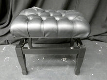 Load image into Gallery viewer, Black Height Adjustable Concert Piano Bench With Chesterfield Style Black Leatherette Top