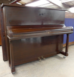 Challen Upright Piano in Mahogany With Carved Decoration