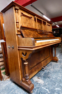 H. Kriebel Antique Upright Piano in Burr Walnut Cabinetry