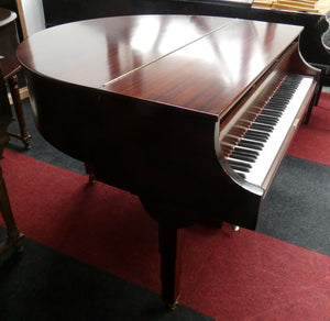 J. Strohmenger Baby Grand Piano With Half-Moon Lid in Mahogany Cabinet