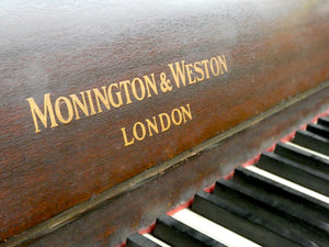 Monington & Weston Upright Piano in Mahogany Finish With Fold Down Music Desk