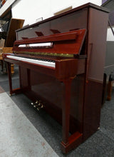 Load image into Gallery viewer, Schimmel 120J Centennial Upright Piano in African Mahogany and Myrtle Cabinet