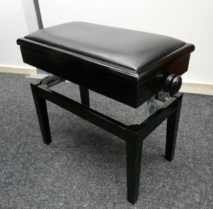 Black Gloss Height Adjustable Piano Stool With Storage