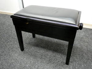 Black Gloss Height Adjustable Piano Stool With Storage