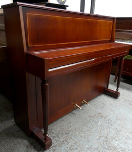 Challen Upright Piano in Mahogany with Inlay and Fluted Legs