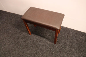 Walnut Piano Stool With Brown Leatherette