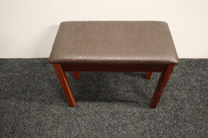Walnut Piano Stool With Brown Leatherette