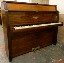 Load image into Gallery viewer, W.H. Barnes Art Deco Ships Upright Piano in Oyster Mahogany with Electric Lamps