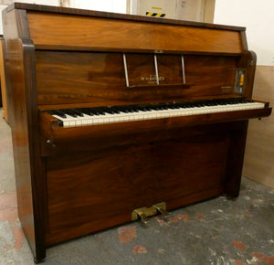 W.H. Barnes Art Deco Ships Upright Piano in Oyster Mahogany with Electric Lamps