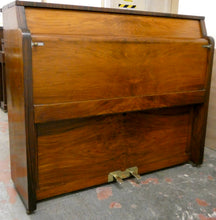 Load image into Gallery viewer, W.H. Barnes Art Deco Ships Upright Piano in Oyster Mahogany with Electric Lamps