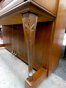 Young Chang Upright Piano in Walnut Cabinetry With Carved Pattern