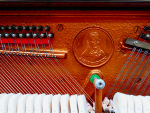 Broadwood Upright Piano Omega Model in mahogany finish