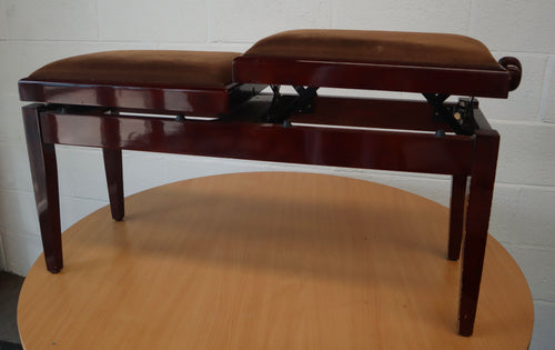 Double Height Adjustable Piano Stool in Mahogany