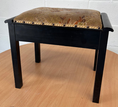 Mid Century Matt Black piano stool with storage
